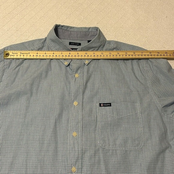 Chaps Easy Care Button-Up Shirt Men's Size L Maroon Blue Long Sleeve - Picture 9 of 16